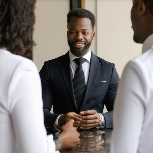 Hotel concierge negotiating with guests in a luxurious lobby