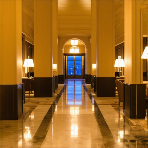 Elegant Downtown Hotel Lobby Luxury hotel lobby with elegant decor and welcoming ambiance