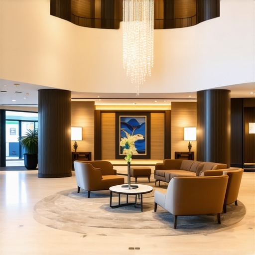 Elegant hotel lobby with modern design and welcoming atmosphere