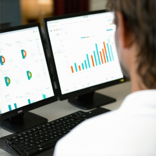 Monitoring Hotel Booking Metrics A hotel manager analyzing digital booking and rate data on a laptop for maintaining group rates