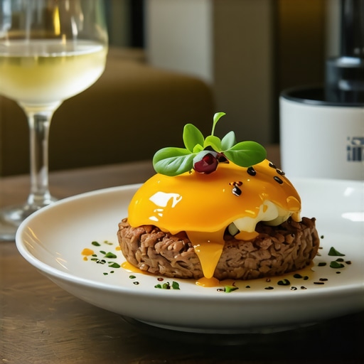 Hotel luxury breakfast with regional delicacies in a stylish urban environment