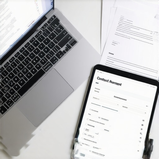 Managing Hotel Contracts with Technology A person organizing hotel contracts on a laptop and tablet.